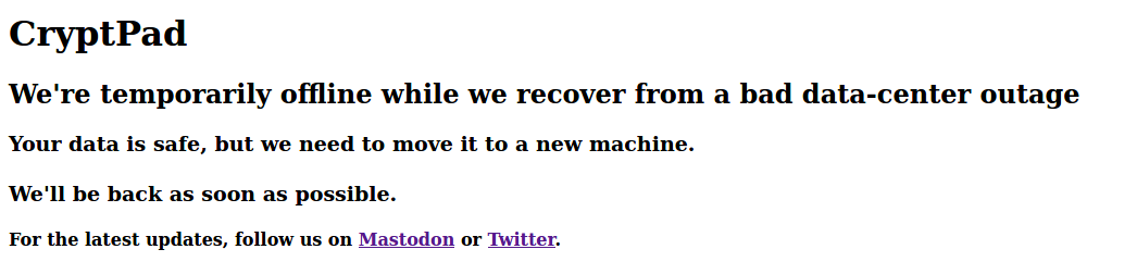CryptPad's down page