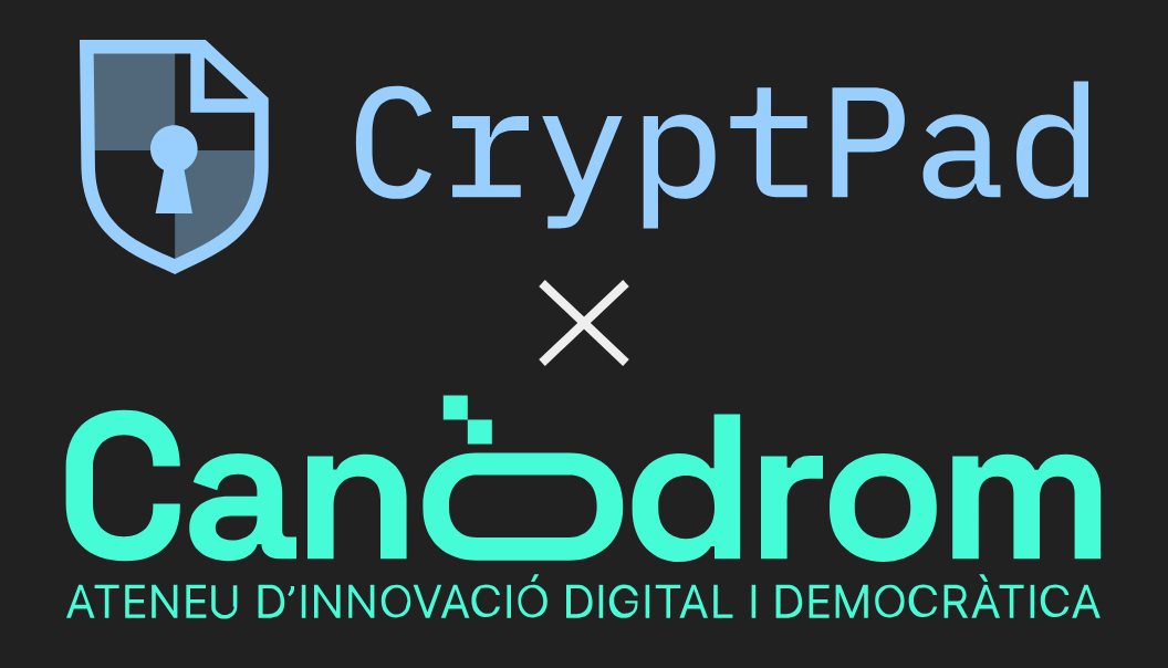 Cryptpad and Canodrom logos with an x between them