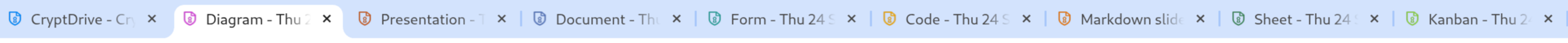 row of tabs with favicons of different colors contrasting against the light background